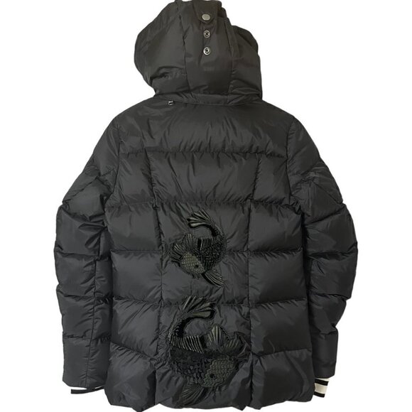 Rare Bogner Goan Thylmann Ski Puffer Down Black Coat Embroidered Fish Size XS 4 - Picture 5 of 16